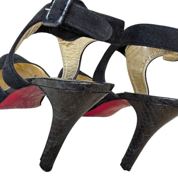 Vintage Luciano Padovan Red Bottom Suede Snakeskin Heels 36.5 - Picture 5 of 15